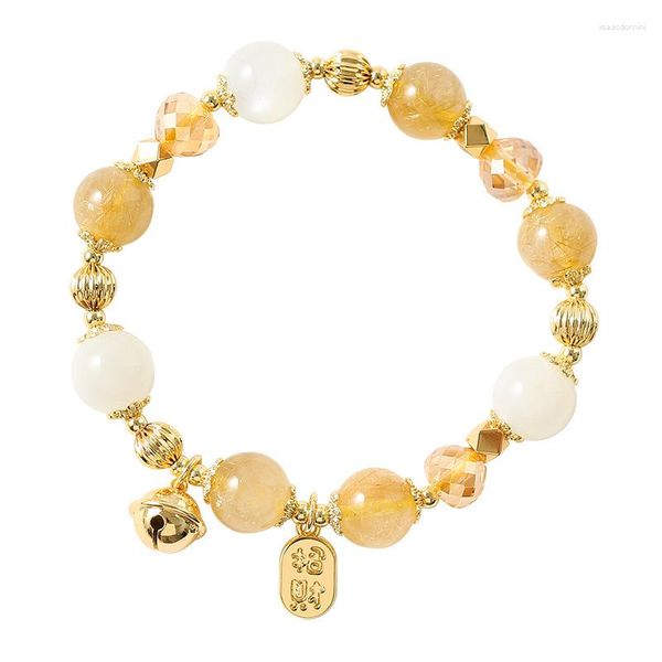 Charme Pulseiras Luar Pulseira De Cristal Branco Com Cabelo Dourado Para A Prosperidade