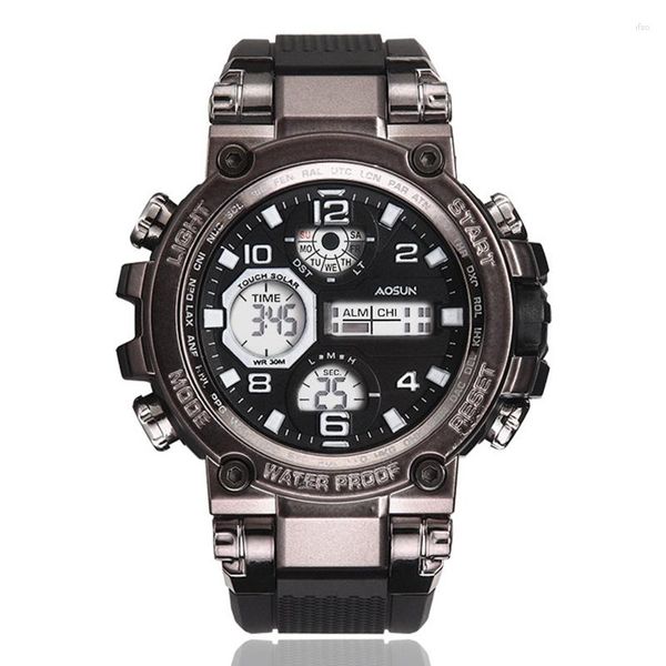 Наручные часы модные мужские часы водонепроницаемые устойчивые к падениям многофункциональные светящиеся часы с датой секундомер спортивные электронные
