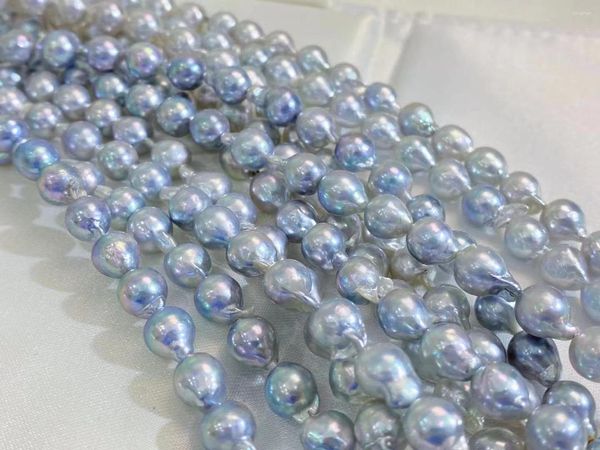 Catene di perle di acqua di mare Nastro blu ad alta lucentezza Collana per donna 7-8MM A AKOYA Girocollo rotondo Gioielli per ragazze