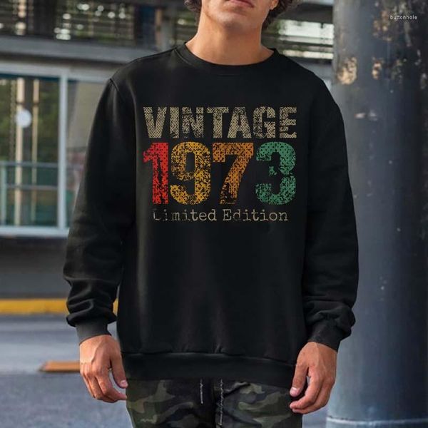 Hoodies masculinos 50 anos presentes vintage 1973 edição limitada 50th aniversário moletom masculino feminino streetwear crewneck algodão com capuz