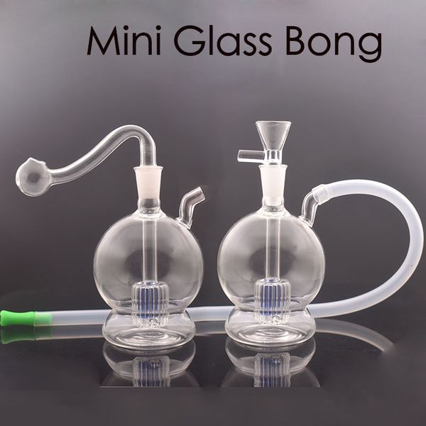 Großhandel Mini Shisha Bunte Glühbirne Form kreatives Glas Ölbrenner Rohr Wasser DAB Rig Bong mit Silikonschlauch und 10 mm männlicher Rauchtabakschale