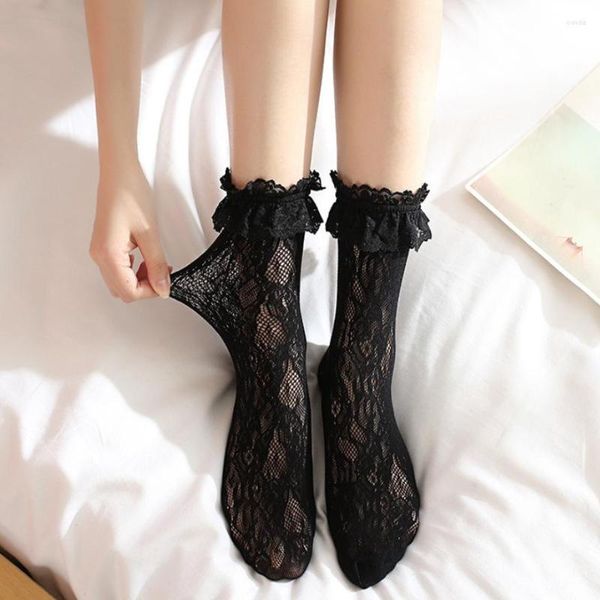 Kadınlar SOCKS Seksi Dantel Mesh Sevimli Lolita Karışık Fiber Streç Esneklik Ayak Bileği Net İplik İnce Japon İçi Boş