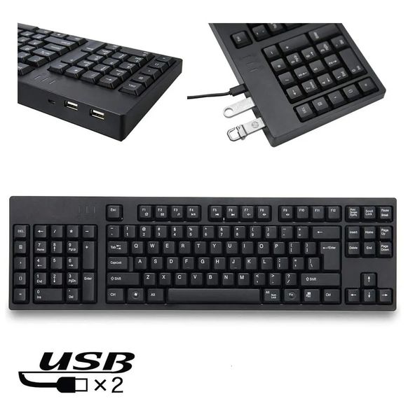 Copritastiera per computer da ufficio cablato per mano sinistra con 2 HUB USB Full Size ergonomici per silenziamento del gioco 231007