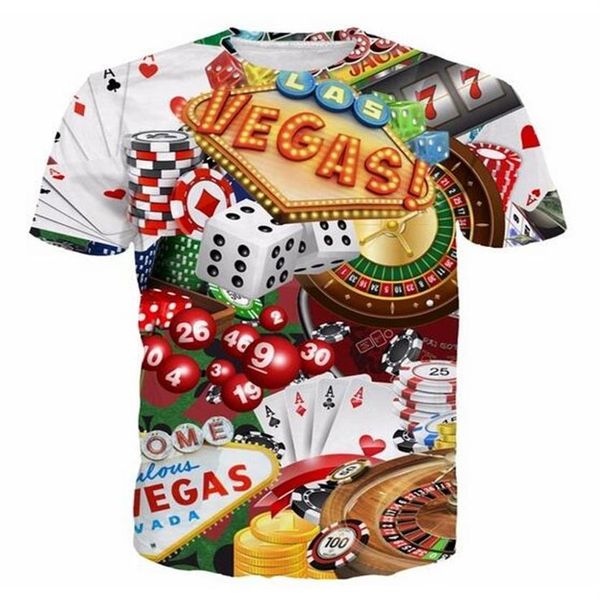 Las Vegas Swag Yaz Stili Tees Hakkında En Yeni Moda Erkek Kadınlar 3D Baskı Gündelik T-Shirt Üstler Artı Boy BB0131272E