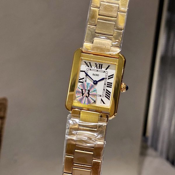 Relógio de quartzo feminino de luxo V3 Fábrica 316L Versão em aço Médio 27MMX34MM Médio 27MMX34MM ponteiros azuis Mostrador romano Relógios de designer Relógios esportivos