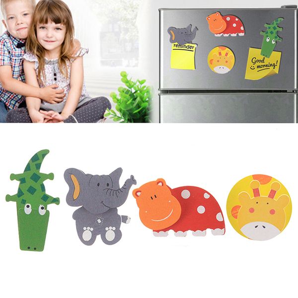 4 pz carino bambino bambini cartone animato in legno animale magnete da frigorifero clip giocattoli educativi per bambini set adesivi per frigorifero