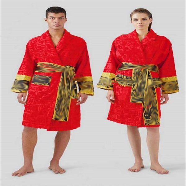 Alta qualidade de algodão das mulheres dos homens roupão sleepwear longo robe designer carta impressão casais sleeprobe camisola inverno quente unisex pa226n