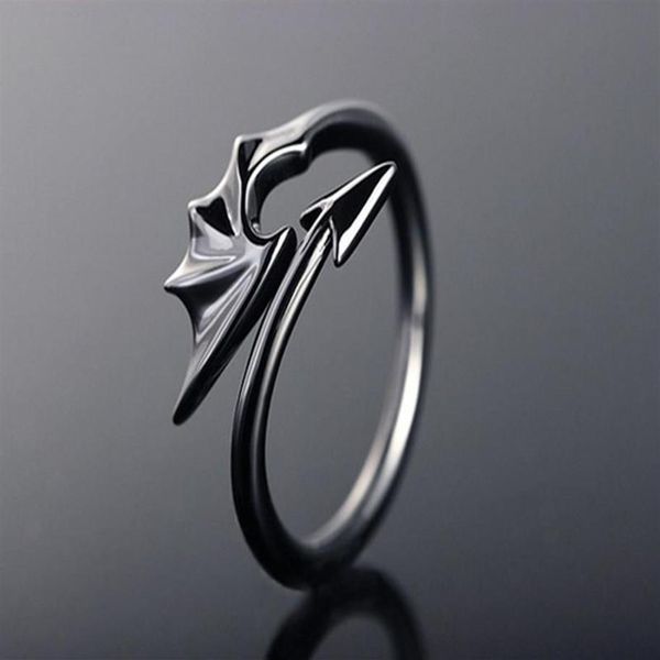 Cluster Ringe Punk Stil Titan Messing Koakuma Kleiner Teufel Drache Gothic Böse Vampir Offener Ring Party Schmuck Zubehör für Me301o