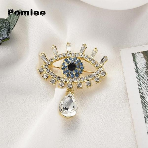 Брошь Pomlee в форме глаза с кристаллами, Неоготические женские аксессуары, корейская модная блузка из сплава, медицинские женские броши Para Ropa257Q