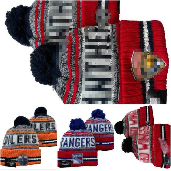 Panthers Beanies Bobble Hats Beyzbol Hokey Top Kapakları 2023-24 Moda Tasarımcı Kova Şapka Şapkalı Örgü Faux Pom Beanie Noel Şapkası Spor Örgü Şapkaları