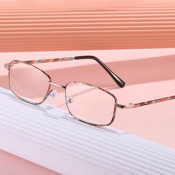 Sonnenbrille, Anti-Blaulicht-Lesebrille für Damen, bedruckt, Metallrahmen, Presbyopie-Brille, elegant, bequem, Business-Augenschutz