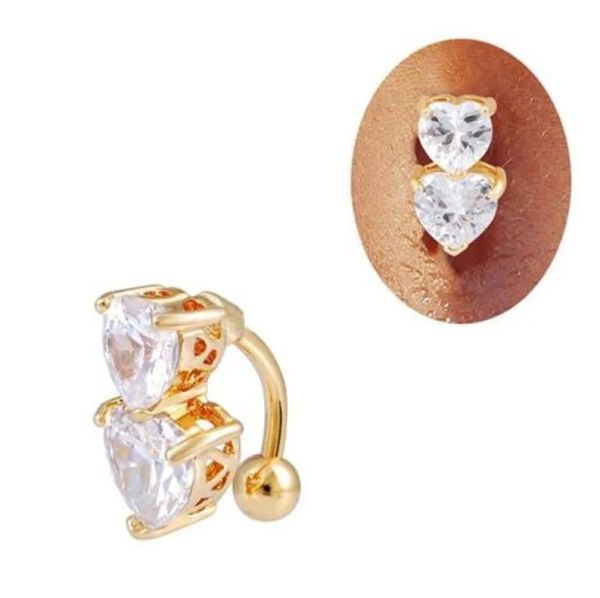 Anello ombelico sexy piercing all'ombelico Anelli per ombelico Barretta con bilanciere Zircone penzoloni Festa rotonda per gioielli per il corpo da donna LL