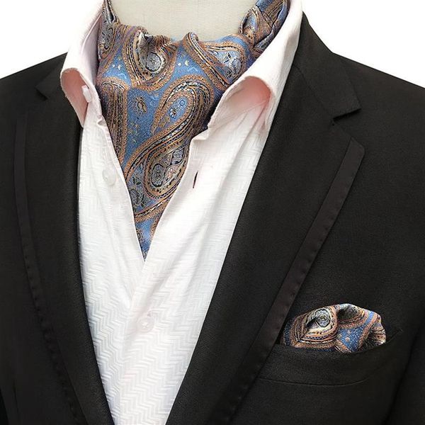 Linbaiway ternos masculinos conjunto de gravata ascot para homem gravatas lenço floral paisley bolso quadrado casamento logotipo personalizado neck2324