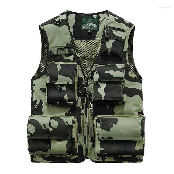 Coletes masculinos 2023 colete casual ao ar livre homens camuflagem multi-bolso respirável jaqueta esportiva design de alta qualidade