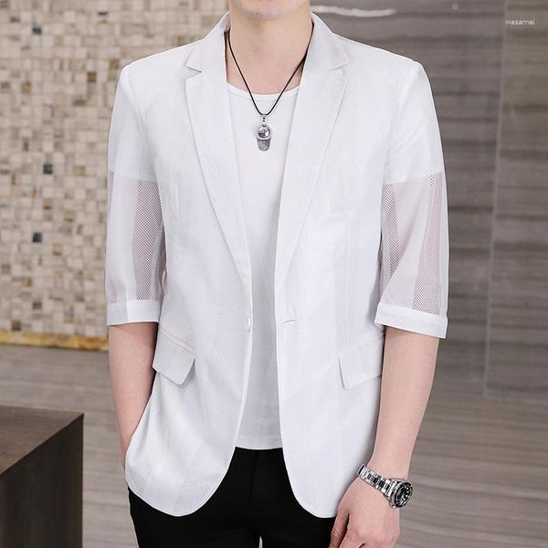 Männer Anzüge M-3XL Plus Größe Anzug Sommer Dünne Halbe Hülse Koreanische Stretwear Slim Fit Kleine Jacke Trend Hübsche Kleidung XXXL
