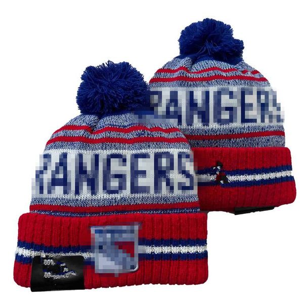RANGERS Beanies Bobble Chapéus Baseball Hockey Ball Caps 2023-24 Fashion Designer Bucket Hat Chunky Knit Faux Pom Beanie Chapéu de Natal Sport Knit Hats