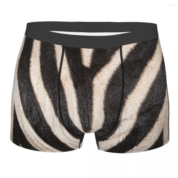 Mutande Boxer Zebra Stripes Pattern Pantaloncini di pelliccia di animali africani Mutandine Slip Uomo Intimo Pelle Texture Amante Morbido