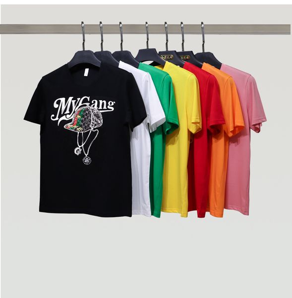 Camisetas masculinas mygang hip-hop roupas camisetas de manga curta chapéu quente camisa masculina meio pescoço redondo marcas da moda europeias e americanas