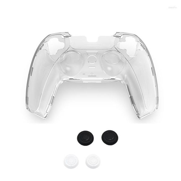 Controladores de jogo para Sony 5 Controller PS5 Crystal Case com Rocker Cap Handle Protection Transparent Hard Box