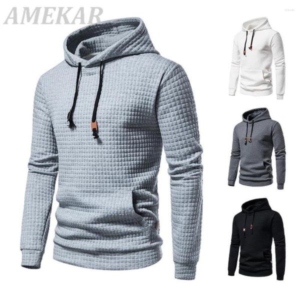 Felpe con cappuccio da uomo 2023 Felpa con cappuccio scozzese trapuntato in cotone Felpe da uomo Primavera Autunno Tessuto Pullover con cappuccio Felpa con cappuccio Uomo Streetwear