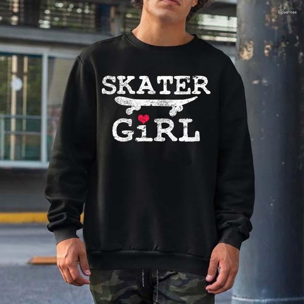 Herren Hoodies Skater Girl Skateboard Skateboarding Grafik Sweatshirts Männer Frauen Streetwear Crewneck Kapuzenoberteile Hip Hop Baumwolle