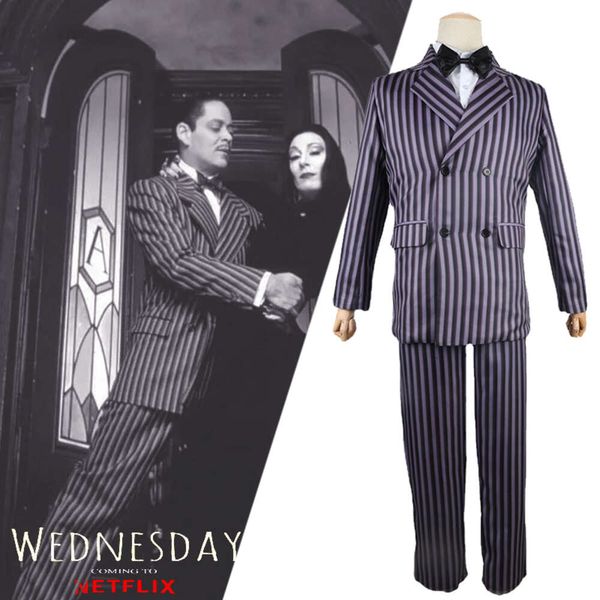 Mercoledì Addams Cosplay Gomez Addams Costume Cosplay Abiti Pantaloni Camicia Giacche Costume di Halloween per uomo Cosplay per adulti