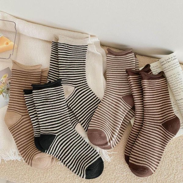 Damen-Socken, Strümpfe für Damen, um warm zu halten, Sockenstreifen, leichte Baumwolle, athletische Kompression, breite Waden, Damenbekleidung