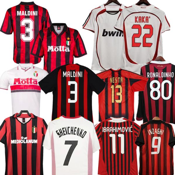 MALDINI Milan Maglia da calcio retrò 93 94 KAKA NESTA INZAGHI Maglia da calcio vintage 04 05 06 07 SHEVCHENKO GATTUSO PIRLO 02 03 ac Maglia da calcio classica Kit 88 89