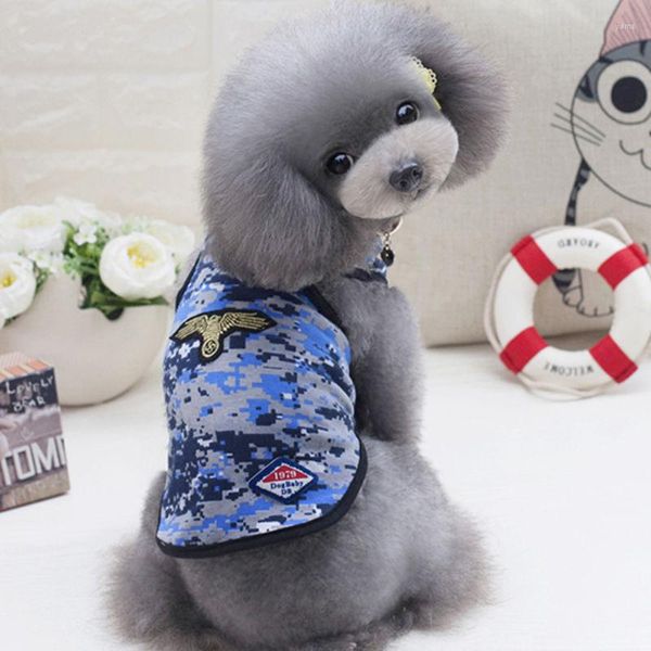 Cão vestuário bonito impressão pequena camuflagem colete verão roupas para animais de estimação para moletom filhote de cachorro gato pulôver cães animais de estimação roupas poodle schnauzer