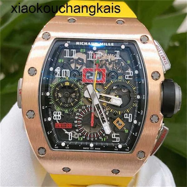 RichardsMilers RichadMill Watch Milles ZF Factory Movimento Automático Tourbillon Swiss RM Tactical 50 * 42,7mm moda RM11-02 lado ouro rosa Titânio Ti YI-XU7I YI-931D