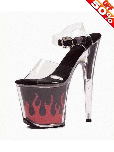 Sapatos de vestido mulheres sexy salto alto plataforma bling cristal fino stripper chama 8 polegadas fetiche adereços 20cm novidade modelos festa