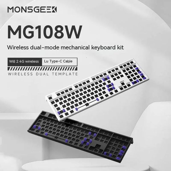 Tastaturabdeckungen 2023 Monsgeek Mg108w Kit 108 Tastenwechsel mechanisch E-Sport Gaming verkabelt USB Typ C Wireless 2 4 GHz 231007