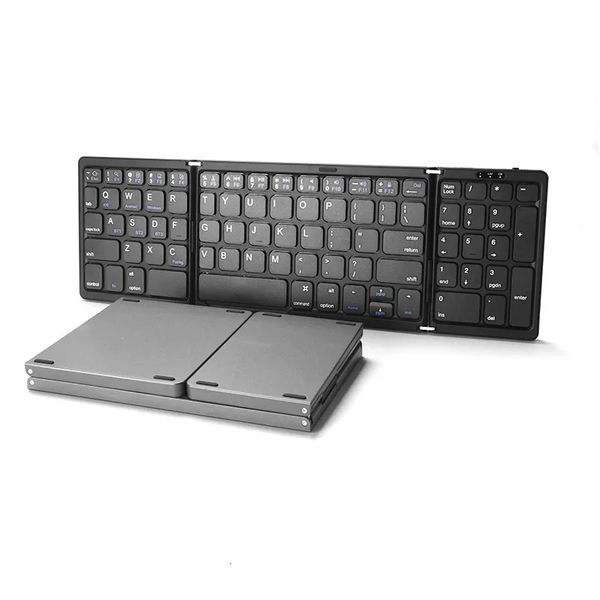 Tastaturabdeckungen Tragbare Mini drei faltbare Bluetooth Wireless faltbare Tastatur für iOS Android Windows iPad Tablet mit Ziffern 231007