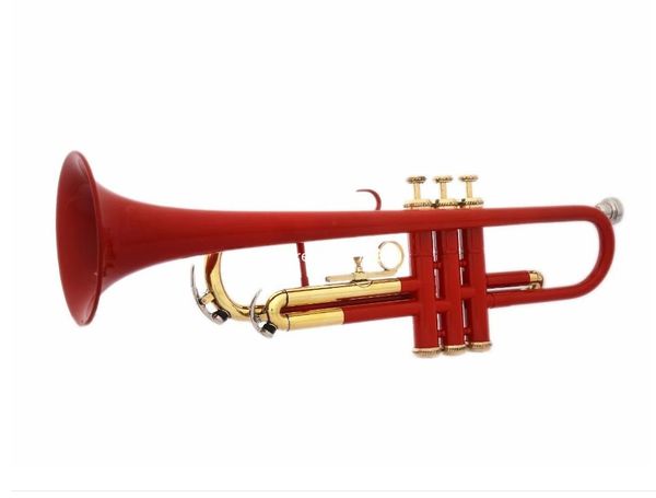 Bellissima tromba rossa in Sib Corpo rosso in ottone Chiavi Strumenti popolari Musica con custodia Spedizione gratuita