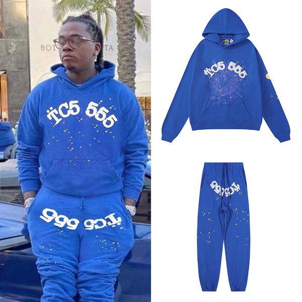 2023 Designer Mens Felpe con cappuccio Spider Felpa con cappuccio Sp5der Young Thug 555555 Pullover Schiuma Stampa SweatPants Felpa Set Spugna di cotone di alta qualità Tuta allentata