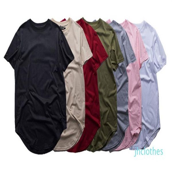 Mode Hohe Qualität Erweiterte T-Shirt Männer Sommer Abgerundetem Saum Longline Hip Hop T-shirts Urban Blank Herren T Shirts224z
