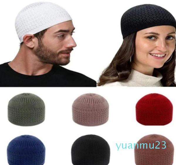 Winter Gebreide Moslim Mannen Gebed Hoeden Warme Mannelijke Mutsen Cap Islamitische Ramadan Joodse Keppeltje Homme Hoed Men039s Wrap Hoofd