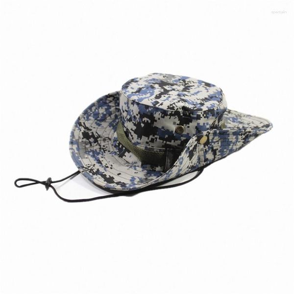 Berretti Berretto tattico mimetico a tesa larga Berretto militare Boonie Berretti militari Camo Uomo Sport all'aria aperta Secchio da sole Cappelli da caccia da pesca