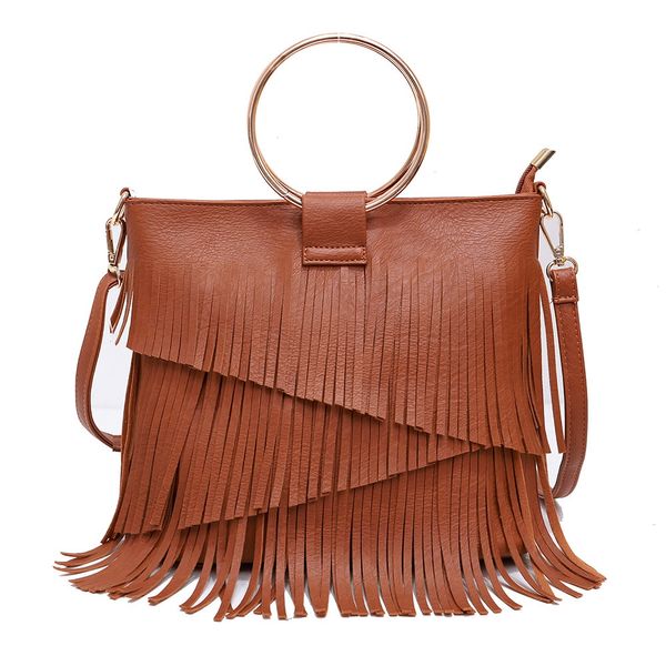 Frauen Fringe Quaste Umhängetasche Damen Leder Schulter Taschen Sommer Frau Hobo Retro Handtasche Bolsa Feminina Tote Tasche Sac