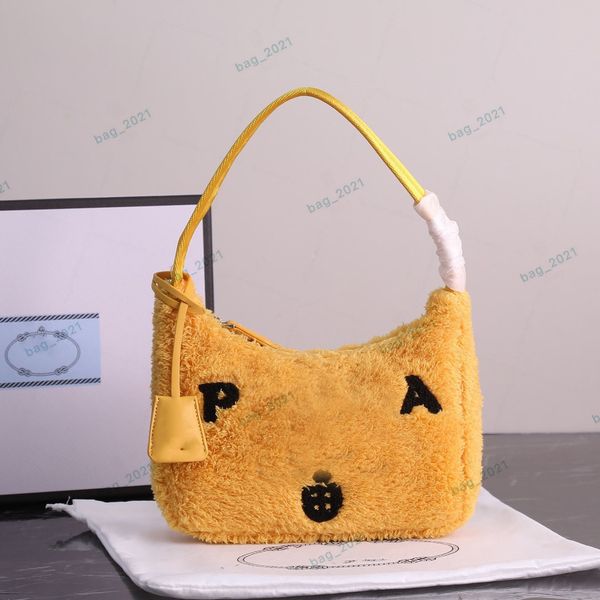 Роскошная дизайнерская сумка через плечо Re-Edition 2000, плюшевая сумка из искусственного меха, зимняя пушистая махровая ткань, сумка-хобо, сумка для подмышек, клатчи, женские кошельки, сумка-тоут 1002
