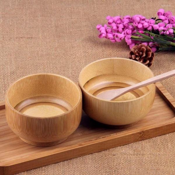 Tigelas Estilo Chinês Redondo Bambu Sopa Tigela Utensílios de Cozinha Recipientes Família Natural Vegan Talheres Arroz