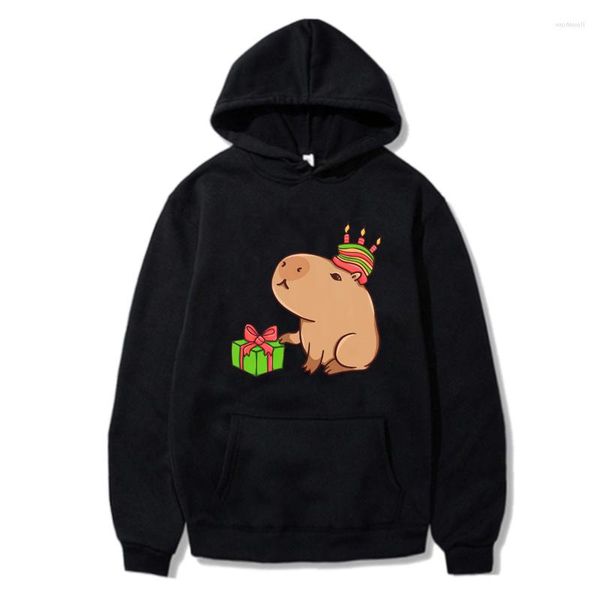 Felpe con cappuccio da uomo Capybara Stampa Vintage Harajuku Capy Compleanno Cartoon Grafica Felpa unisex Moda Morbida Casual Donna Uomo Felpa con cappuccio