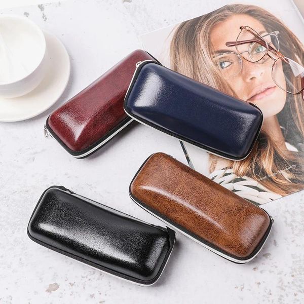 Accesorios de moda, 1 unidad, estuches de gafas de cuero EVA Unisex, estuche portátil para gafas de sol con cremallera, caja protectora de ojos dura para gafas