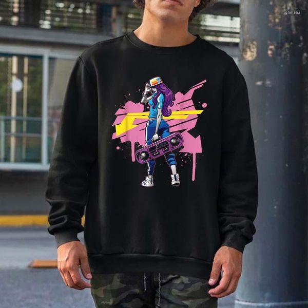 Erkek Hoodies Müzik Müzik Enstrümanı Kuşlar Treble Clef Grafik Sweatshirts Erkek Kadın Sokak Giyim Crewneck Kapüşonlu Üstler Pamuk