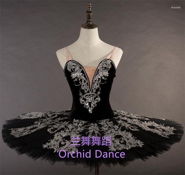 Palco desgaste fino acabamento de alta qualidade profissional tamanho personalizado clássico meninas preto pássaro ballet tutu trajes