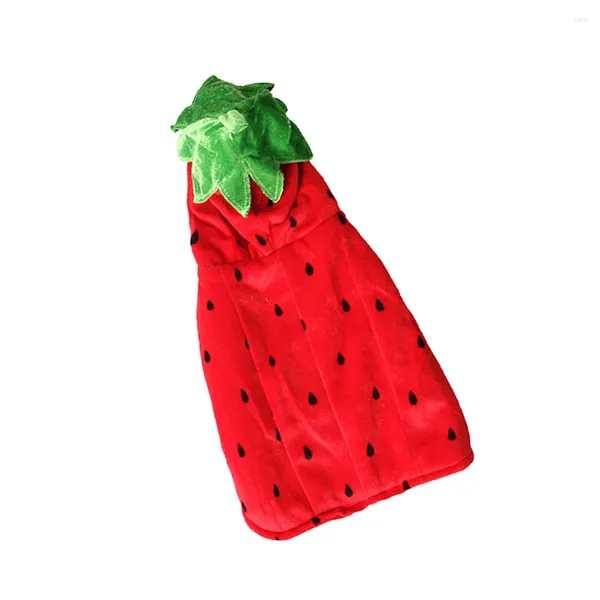 Abbigliamento per cani Modello a fragola Panno per animali domestici Felpa con cappuccio in pile Cappotto Abbigliamento per cucciolo di gatto(Rosso)