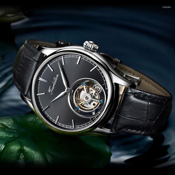 Armbanduhren Aesop mechanische echte fliegende Tourbillon-Uhr für Männer Luxus-Skelett-Bewegung SapphireWrist Original wasserdichte Mannuhr