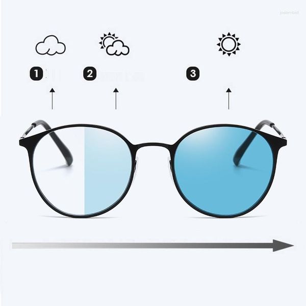 Óculos de sol evove pochromic azul progressivo óculos de leitura homens mulheres multifocal presbiopia óculos quadro masculino transição andando