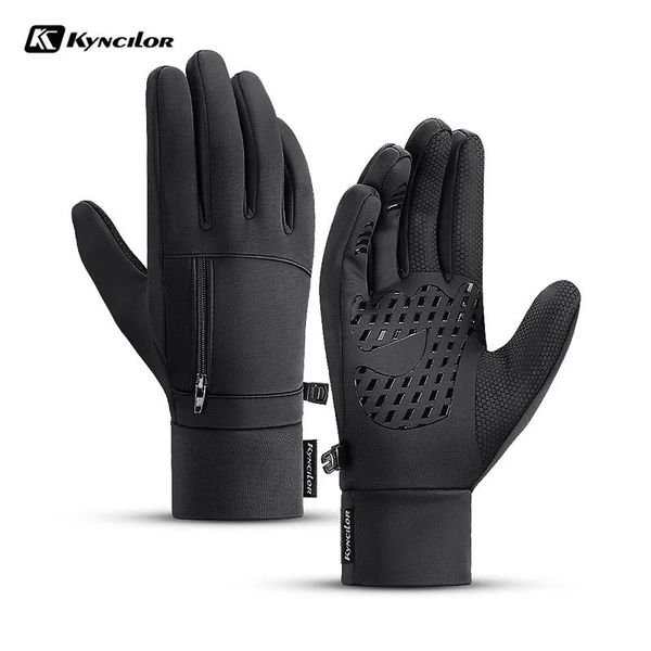Fünf-Finger-Handschuhe für den Winter, für Herren und Damen, Ski- und Schneehandschuhe, wasserdichte Fahrradhandschuhe, warme Vollfinger-Thermo-Fleece-Handschuhe mit kleiner Reißverschlusstasche, 231007