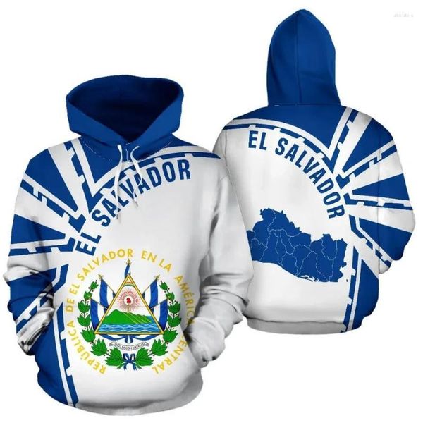 Hoodies masculinos primavera e outono impressão 3d el salvador bandeira país único unisex homem/mulher hrajuku streetwear casual hoodies/moletom